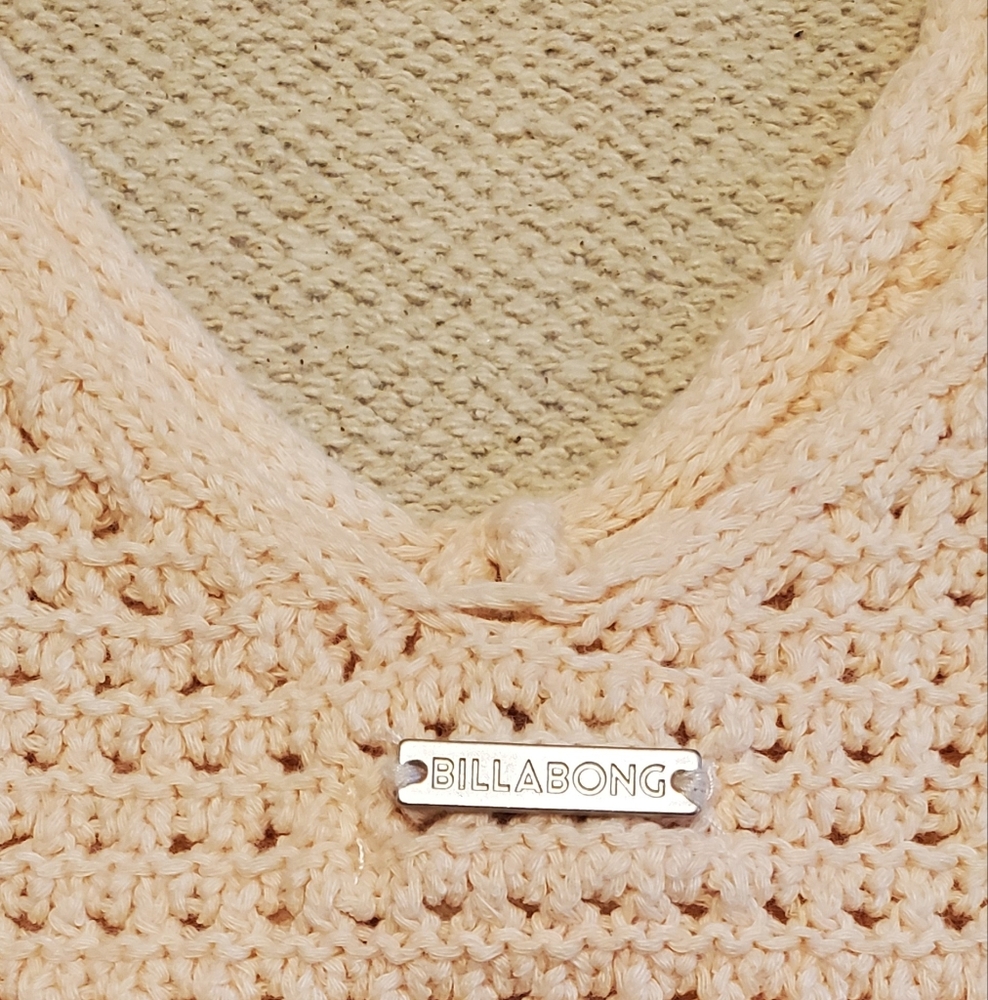 Billabong Cade Crochet Sweater Tank Top in Light Peach Sz M - Picture 3 of 8